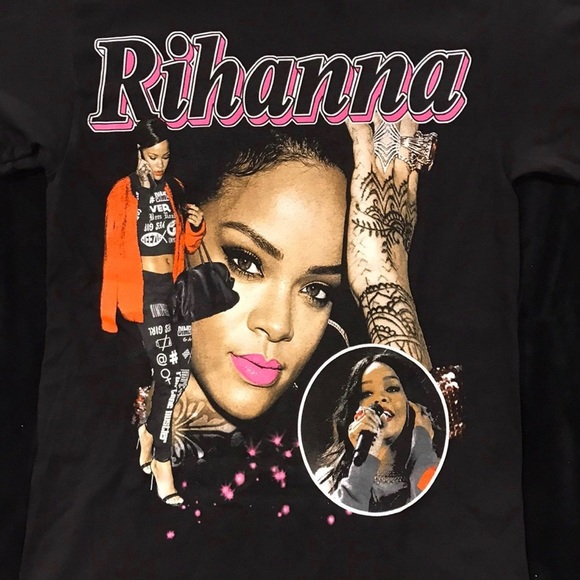 Rihanna graphic pop star black tshirt Sm-Xl - Picture 1 of 1